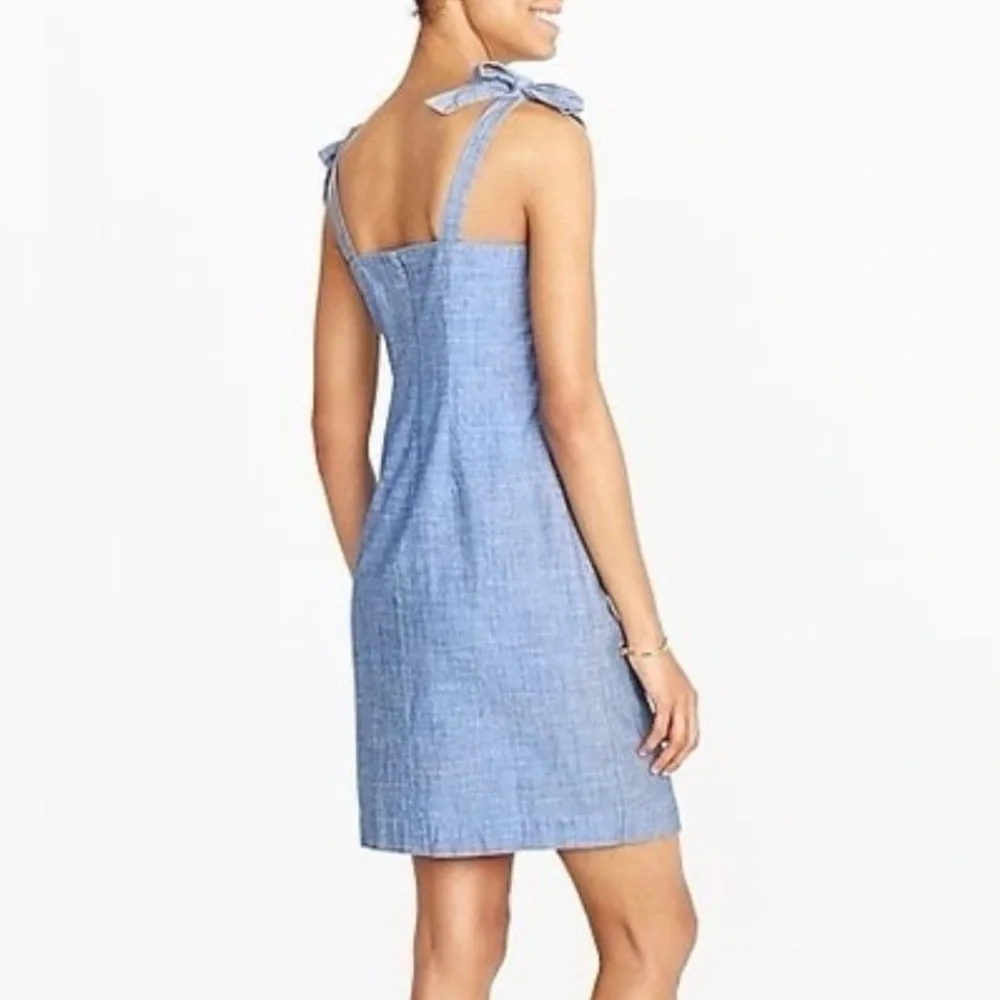 J. Crew Shoulder Tie Denim Blue Chambray Dress Large